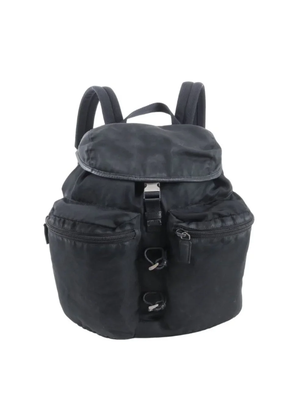 Prada Tessuto Nylon Leather Backpack Shoulder Bag Black